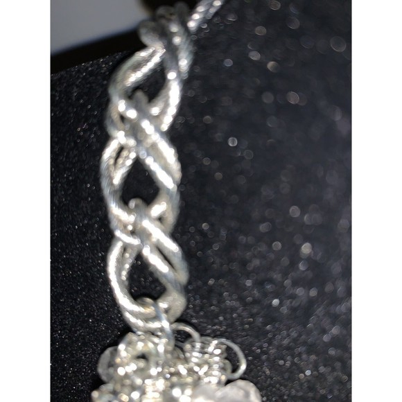 Thalia Sodi Necklace Twisted Silvertone Chain & Clear Bead Choker - Picture 12 of 13
